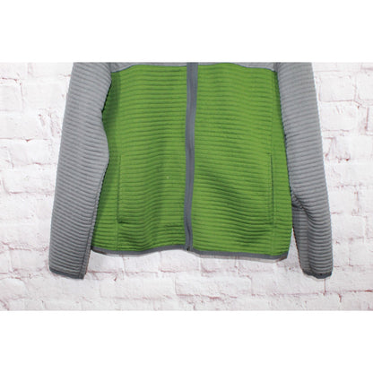 LL Bean Men's Airlite Knit Full Zip Hoodie Colorblock Gray Green Size L