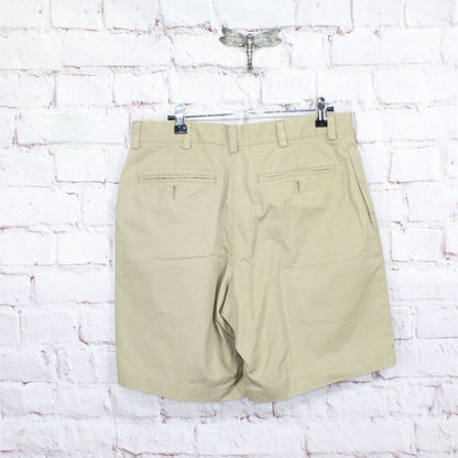 LL Bean Men's Double L Chino Shorts Classic Fit 8" Cotton Dark Khaki Size 31