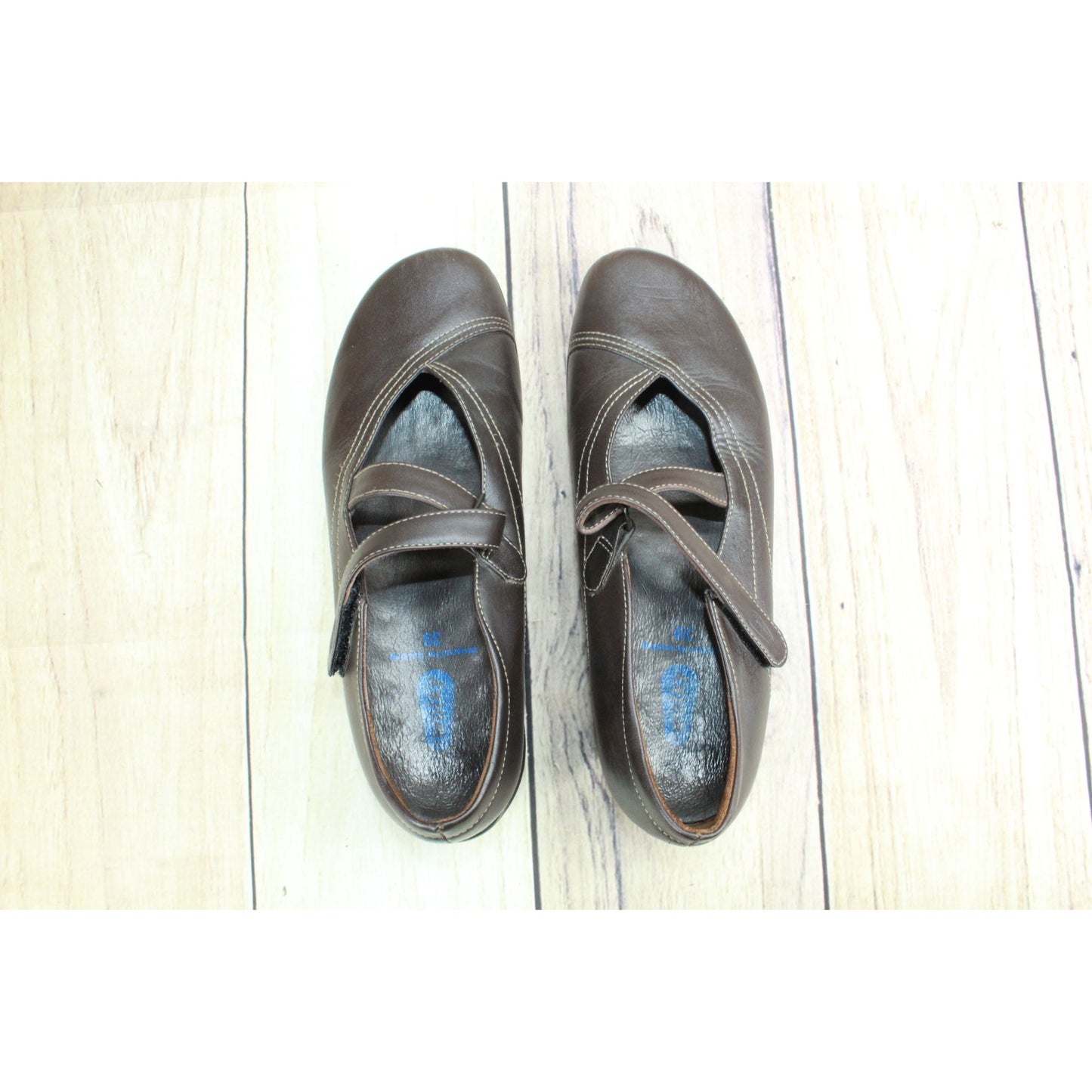 Wolky Women's Brown Leather Mary Jane Flat Shoes Size 8.5