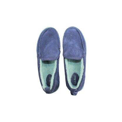 LL Bean Women's Mountain Slippers Moccasin Fleece Lined Raw Indigo Size 10 M