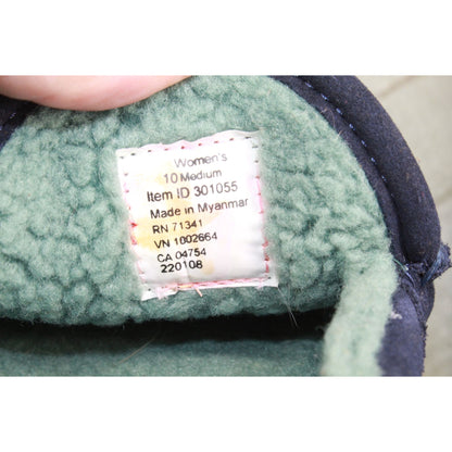 LL Bean Women's Mountain Slippers Moccasin Fleece Lined Raw Indigo Size 10 M