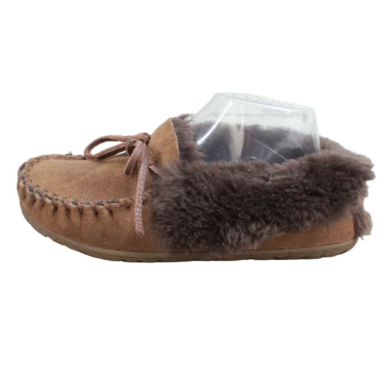 LL Bean Women's Wicked Good Moccasins Shearling Lined Suede Dark Brown 7 M