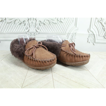 LL Bean Women's Wicked Good Moccasins Shearling Lined Suede Dark Brown 7 M