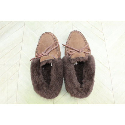 LL Bean Women's Wicked Good Moccasins Shearling Lined Suede Dark Brown 7 M