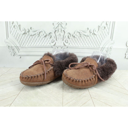 LL Bean Women's Wicked Good Moccasins Shearling Lined Suede Dark Brown 7 M