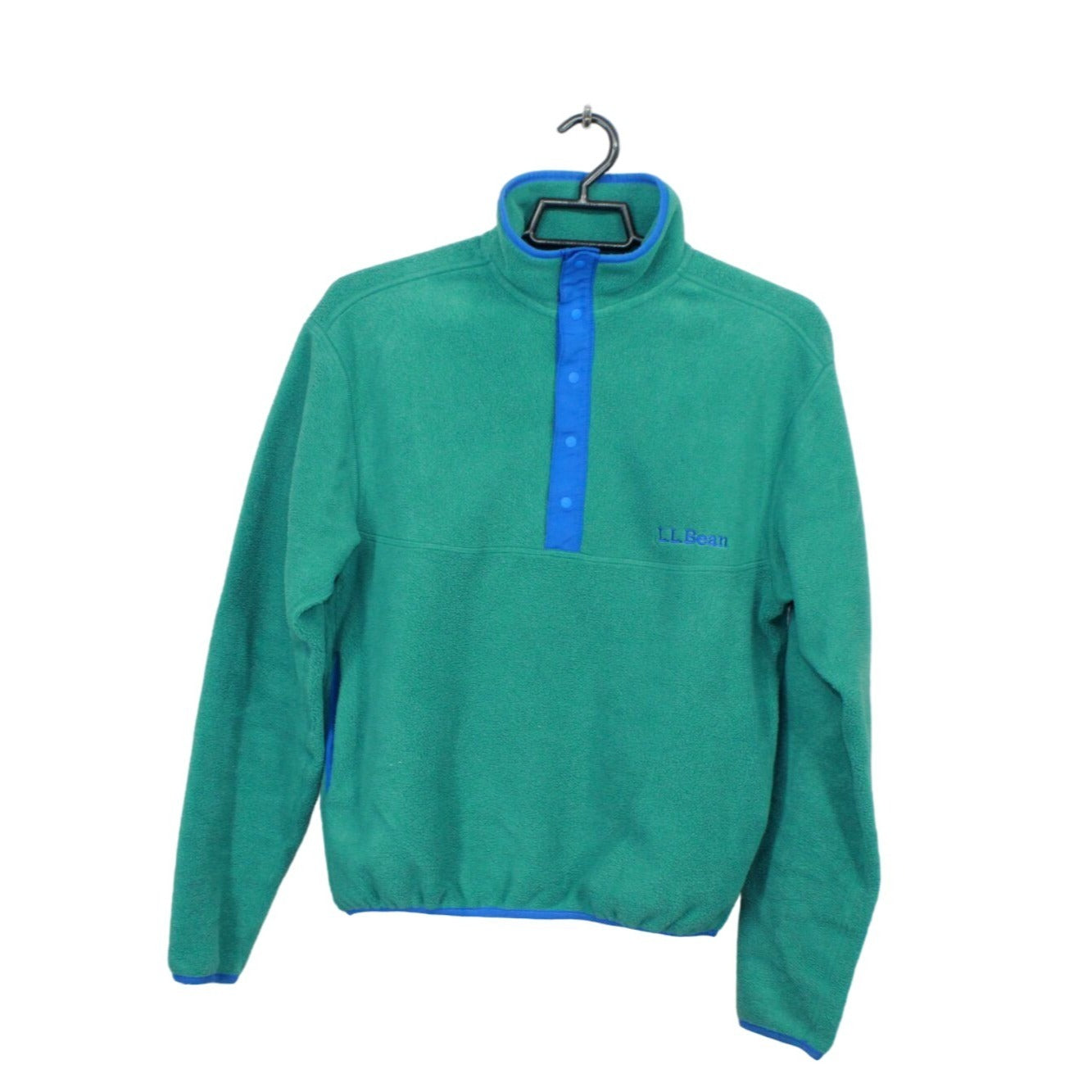 LL Bean Adults' Beans Classic Fleece Pullover Relaxed Quarter Snap Green XXS