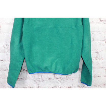 LL Bean Adults' Beans Classic Fleece Pullover Relaxed Quarter Snap Green XXS