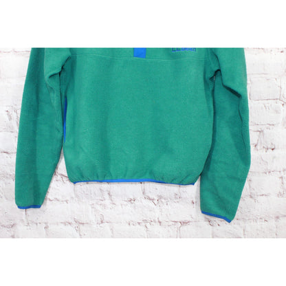 LL Bean Adults' Beans Classic Fleece Pullover Relaxed Quarter Snap Green XXS