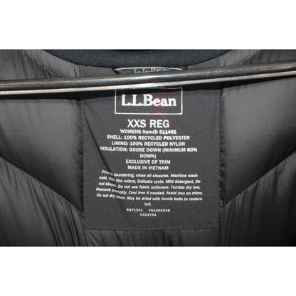 LL Bean Women's Waterproof Ultralight Down Coat Pockets Hooded Black Size XXS