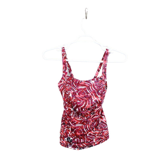 L.L. Bean Women's Mix Match Swimwear Squareneck Tankini Red Geometric Print 6