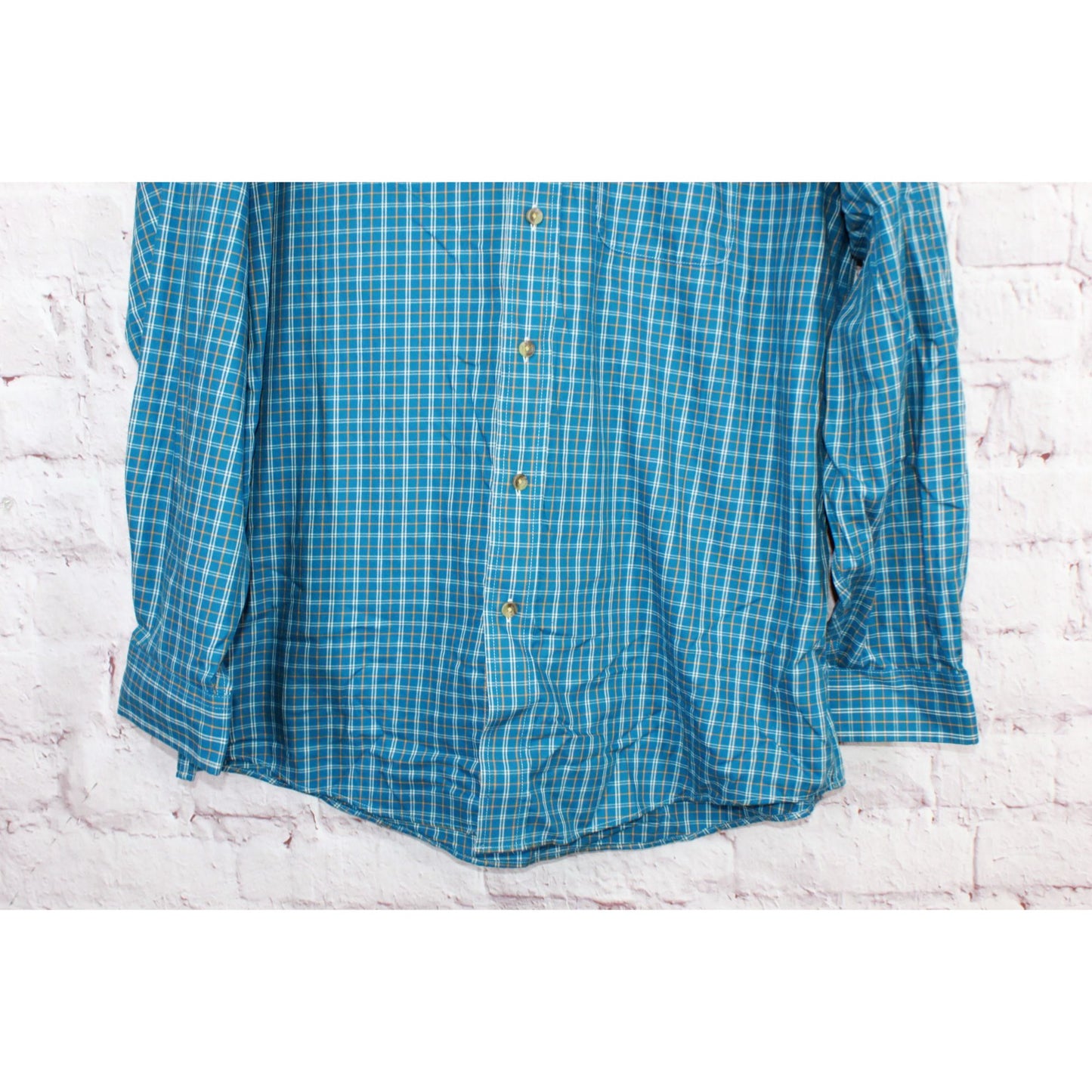 LL Bean Men's Wrinkle Free Twill Sport Shirt Traditional Fit Plaid Blue Size L