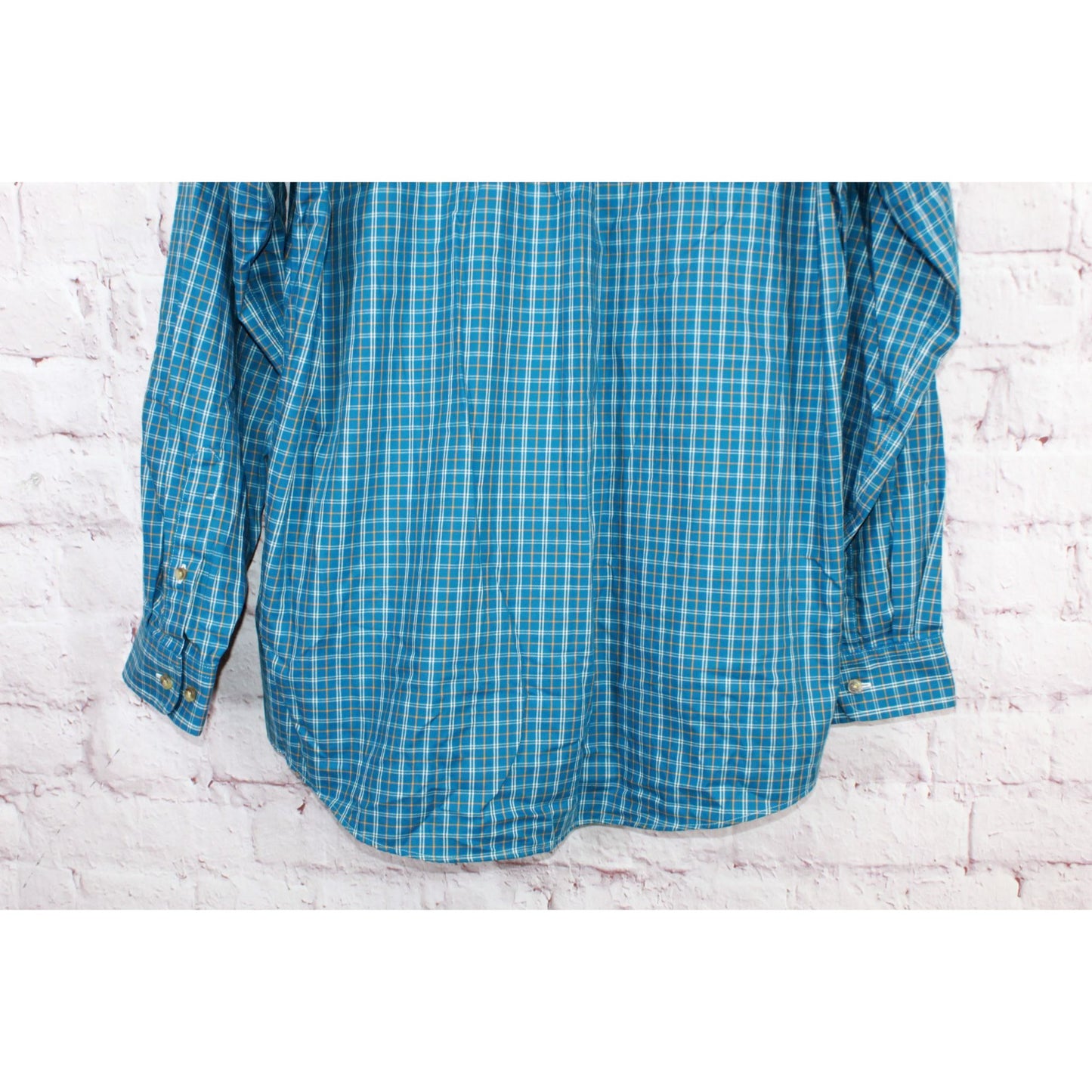 LL Bean Men's Wrinkle Free Twill Sport Shirt Traditional Fit Plaid Blue Size L