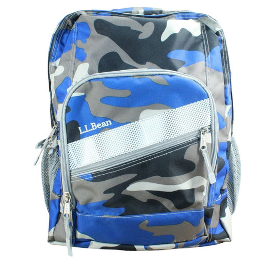 LL Bean Kids Deluxe Book Pack 37L Weatherproof Nylon Blue Camo Print Backpack