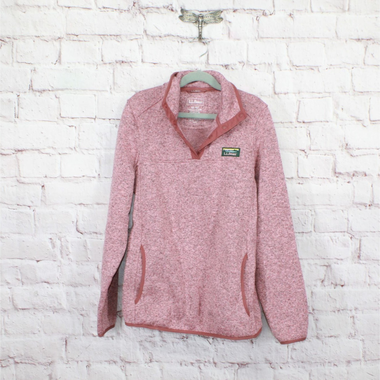 LL Bean Women's Sweater Fleece Pullover Field rose Size XS Pet