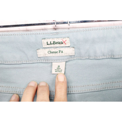 LL Bean Women's True Shape Jeans High Rise Slim Leg Ankle Cotton Light Blue 8