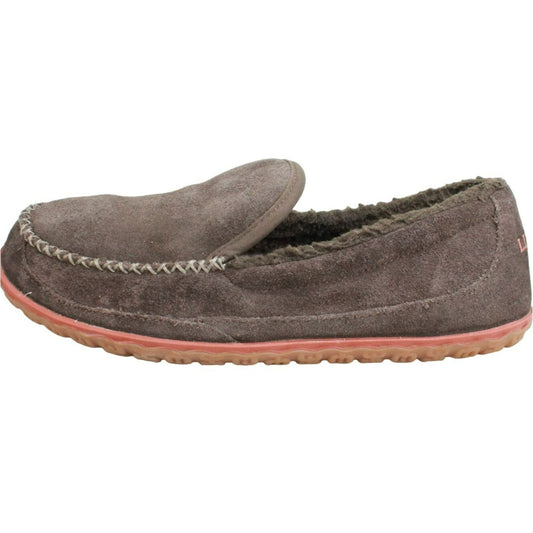 LL Bean Men's Brown Suede Fleece Lined Mountain Moccasin Slippers Size 9 M