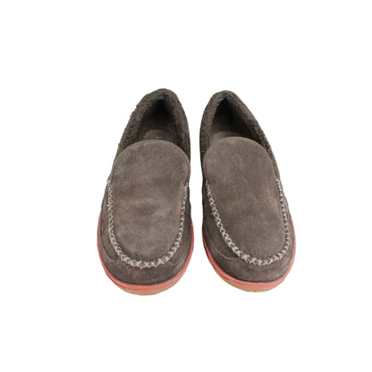 LL Bean Men's Brown Suede Fleece Lined Mountain Moccasin Slippers Size 9 M