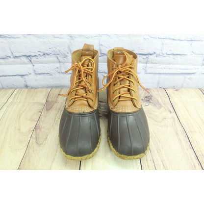 LL Bean Unlined Brown Leather Waterproof Lace Up Duck Boots Mens 8 Womens 10