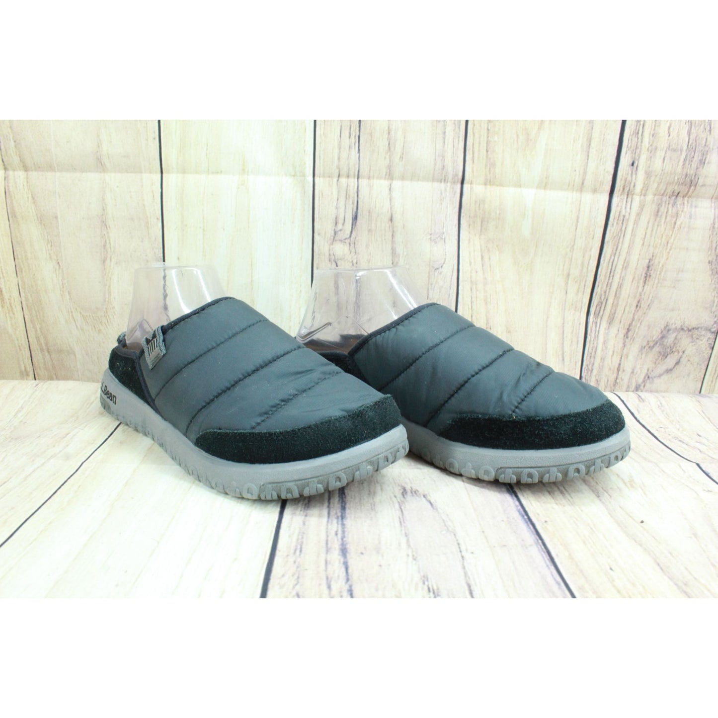 LL Bean Mountain Classic Women's Gray Nylon Quilted Insulated Slide Slippers 8 M