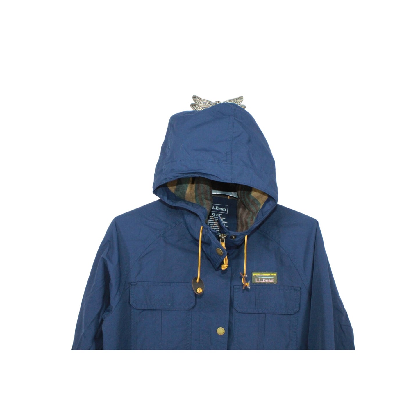 LL Bean Women's Blue Mountain Classic Water-Resistant Hooded Jacket Size XS Pet