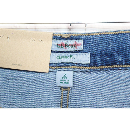 LL Bean Women's 207 Vintage Jeans High Rise Straight Leg Washed Indigo 2 Pet