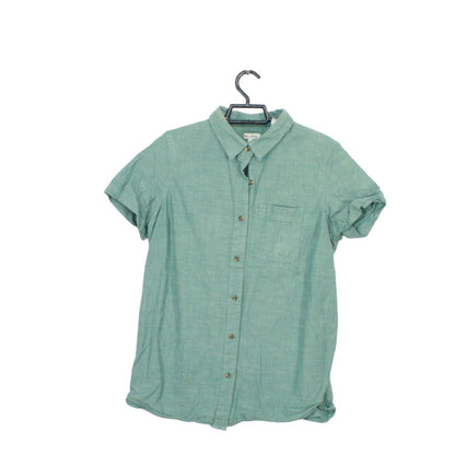 LL Bean Women's Essential Cotton Poplin Shirt Short Sleeve Green Size M