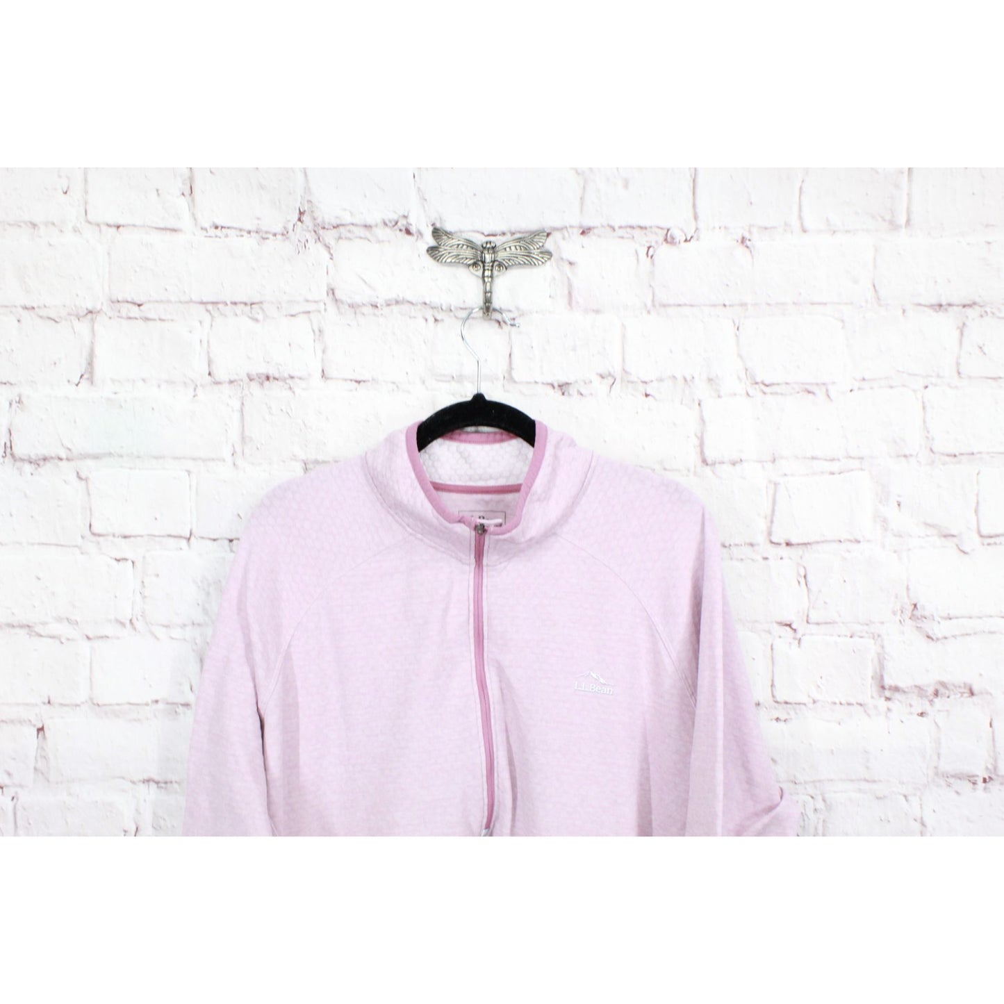 LL Bean Women's Adventure Grid Fleece Quarter Zip Pullover Sweater Pink Size XL