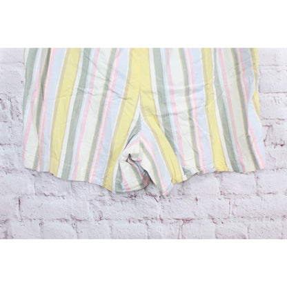 LL Bean Women's Lakewashed Dock Shorts Mid Rise Stripe Cream Multi Size 20W