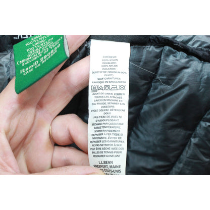 LL Bean Men's Ultralight 850 Down Hooded Jacket Quilted Black Size XL