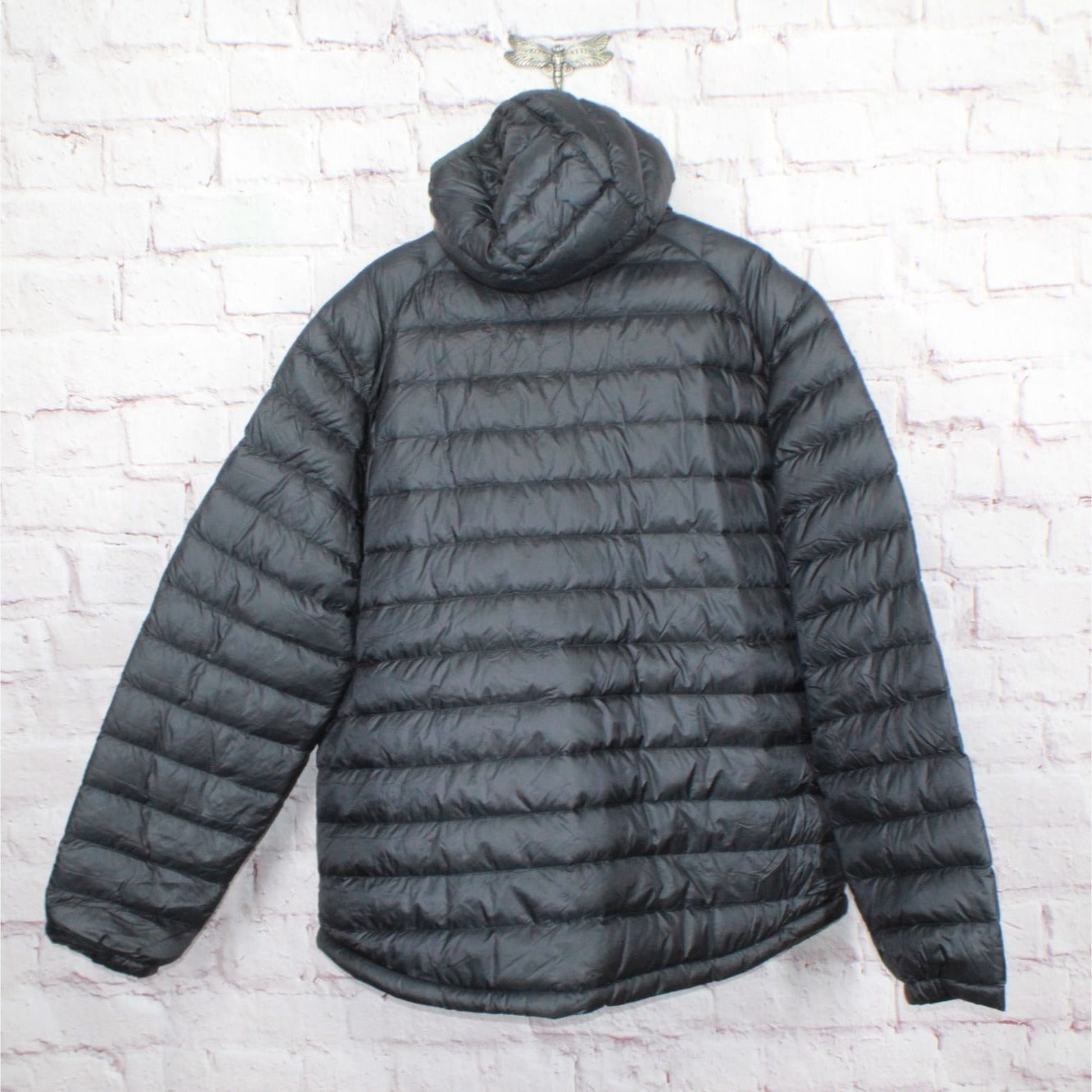 LL Bean Men's Ultralight 850 Down Hooded Jacket Quilted Black Size XL