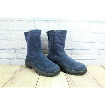 LL Bean 05455 Women's Blue Suede Nubuck Fleece Lined Winter Boots Size 6.5 M