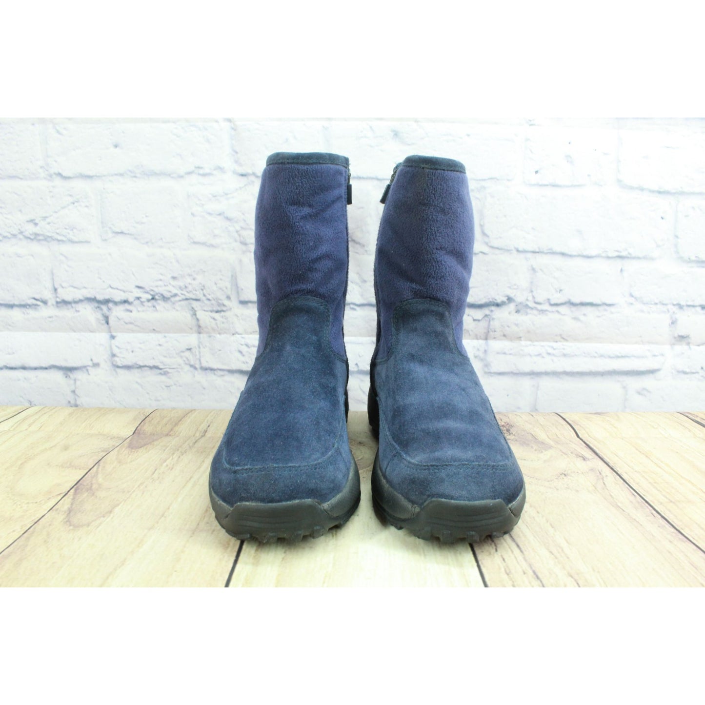 LL Bean 05455 Women's Blue Suede Nubuck Fleece Lined Winter Boots Size 6.5 M