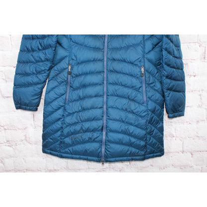 LL Bean Women's Ultralight 850 Down Coat Three-Quarter Length Mariner Blue Small