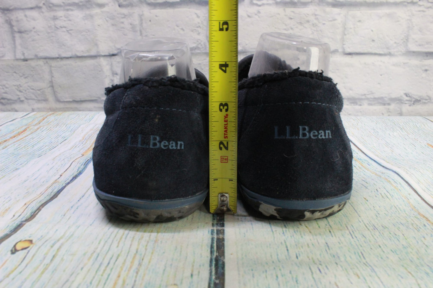 LL Bean Men's Blue Suede Fleece Lined Mountain Moccasin Slippers Size 11 M