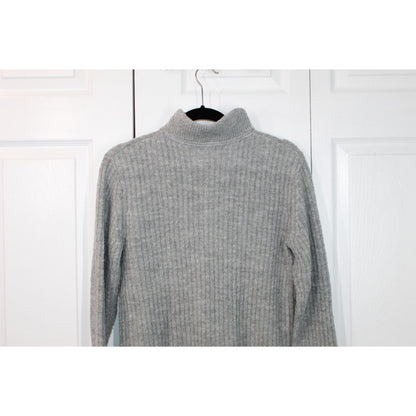 LL Bean Women's Cozy Cloud Sweater Quarter Zip Wool Blend Gray Heather Small