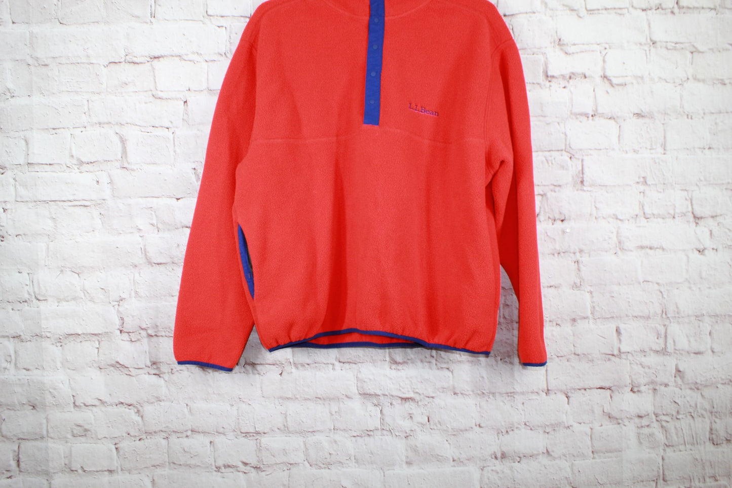 LL Bean Unisex Polartec Fleece Red Stretch Quarter Snap Pullover Jacket XXL