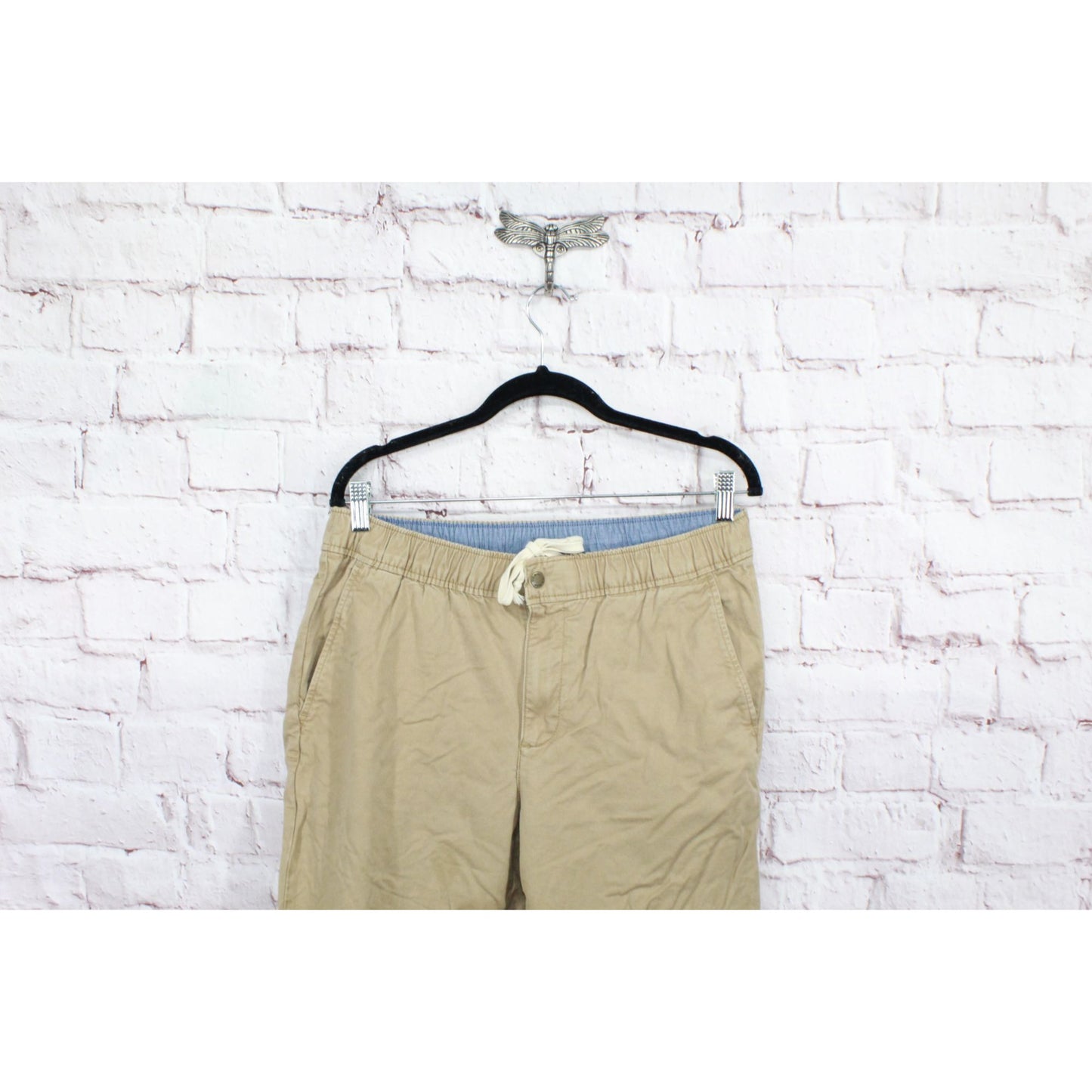 LL Bean Men's Lakewashed Stretch Khakis Pants Comfort Waist Straight Leg Tan Size M