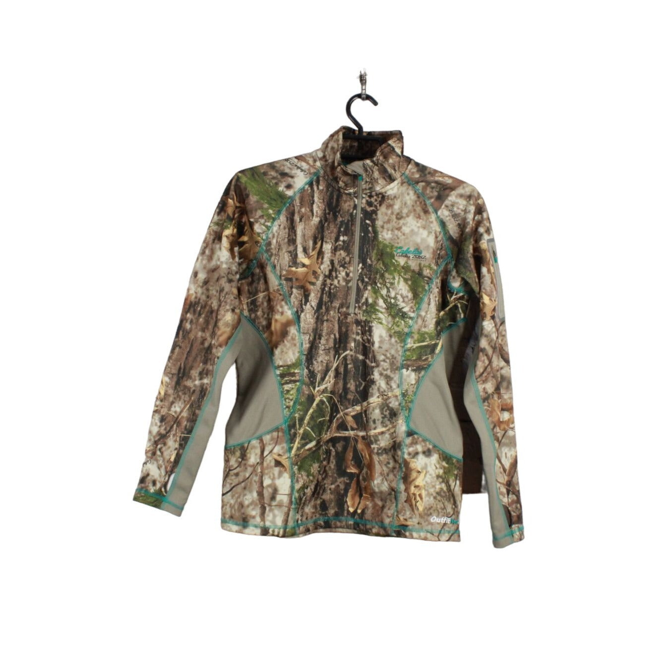 Cabela's Women's Zonz Woodland Camo 1/4 Zip Pullover Hunting Jacket S Pet