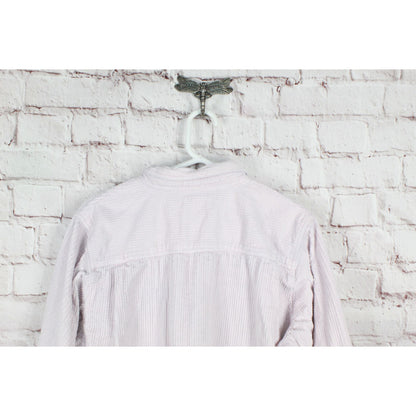 LL Bean Women's 100% Cotton Corduroy Button Up Long Sleeves Shirt Light Pink