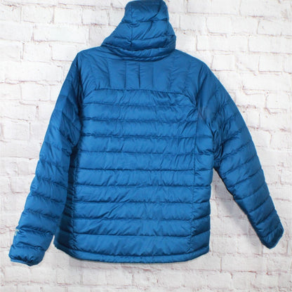 LL Bean Men's Bean's Down Hooded Jacket Polyester Quilted Marine Blue XXL