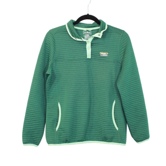 LL Bean Women's Airlight Knit Pullover Sweatshirt Quilted Green Size S