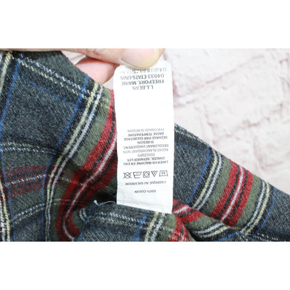 LL Bean Men's Scotch Plaid Flannel Shirt Traditional Fit Cotton Gray Red Size XL