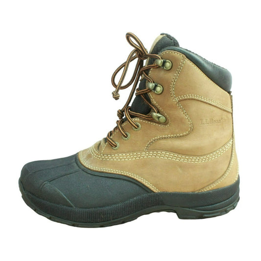 LL Bean Storm Chaser Men's Tan Leather Waterproof Insulated Duck Boots Size 8 M