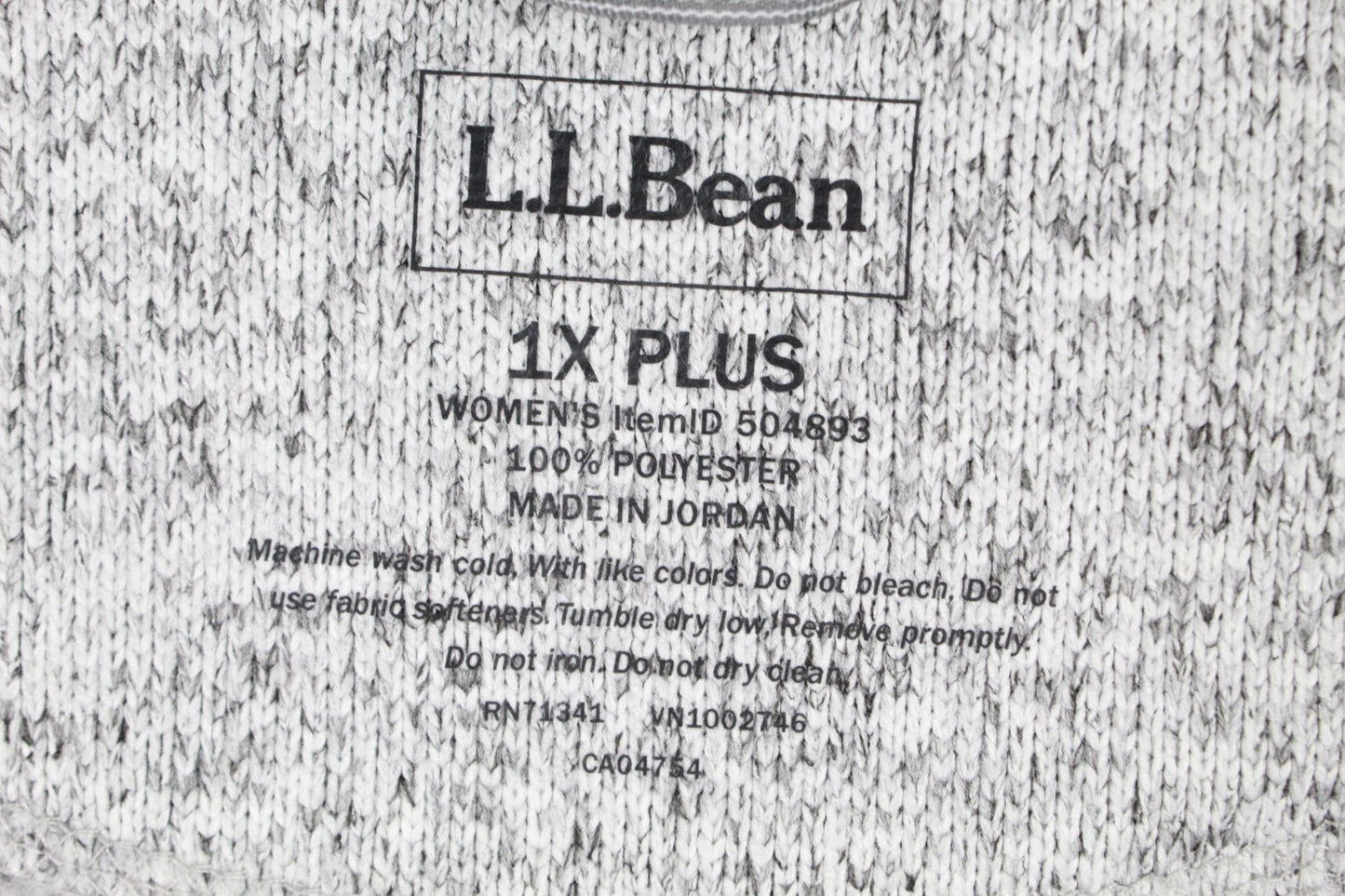 LL Bean Women's Sweater Fleece Full-Zip Jacket Polyester Gray Heather 1X Plus