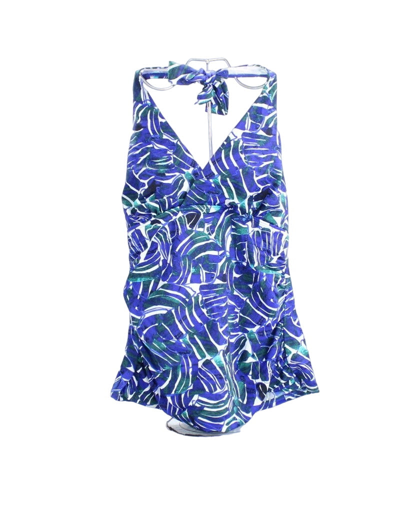 NWOT LL Bean Blue Mix-and-Match Swimwear Halter Tankini Top Print Size 4