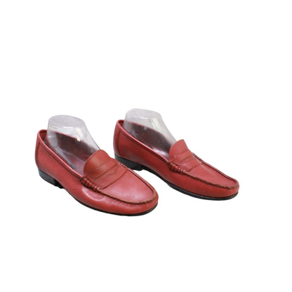 Jean Pier Clemente Women's Red Leather Slip On Moccasin Loafer Shoes Size 8 D