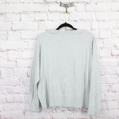 LL Bean Women's Cotton Cashmere Sweater Crewneck Light Gray Heather Size L