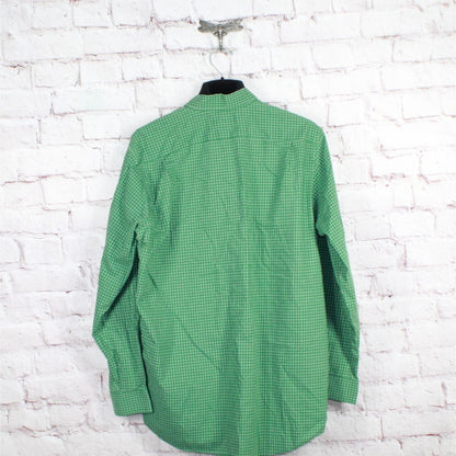 LL Bean Men's Wrinkle Free Kennebunk Sport Shirt Cotton Check Green Size L Tall