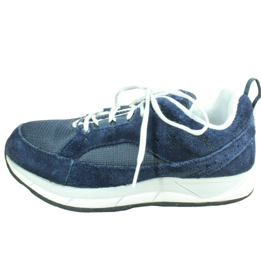 LL Bean Women's Blue Suede Padded Collar Athletic Walking Sneaker Shoes Sz 8.5 M