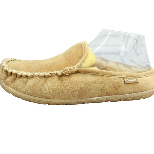 LL Bean Women's Brown Suede Wicked Good Shearling Lined Slipper Scuff Size 9 M